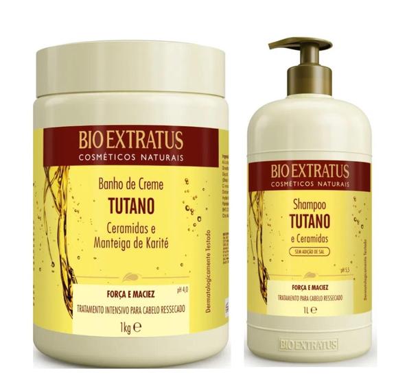 Imagem de Kit Tutano e Ceramidas Cabelos Ressecados (Shampoo 1 Litro + Banho de Creme 1KG) - Bio Extratus