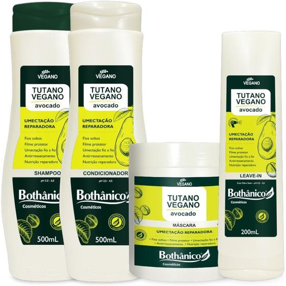 Imagem de Kit Tutano Vegano Avocado Shampoo + Condicionador + Máscara 500ml + Leave In 200ml Bothanico