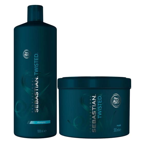 Imagem de Kit Twisted Elastic Detangler Sebastian - Shampoo + Máscara - Tamanho Profissional