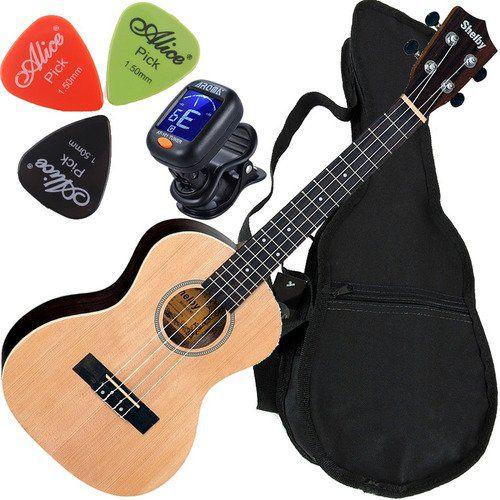 Imagem de Kit Ukulele Acústico Shelby Tenor Bag Afinador Palheta Su25r