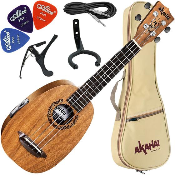 Imagem de Kit Ukulele Akahai Soprano Eletroacústico Akp-21E To Pineapple Com Bag