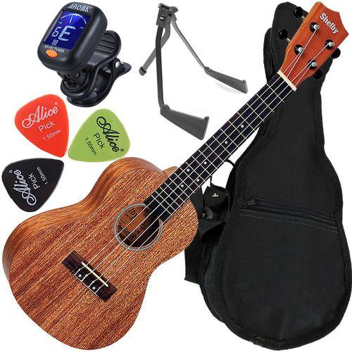 Ukulele Concerto CAHAYA 23 Pollici - In Mogano Con Borsa E Cinturino - Kit Per Principianti