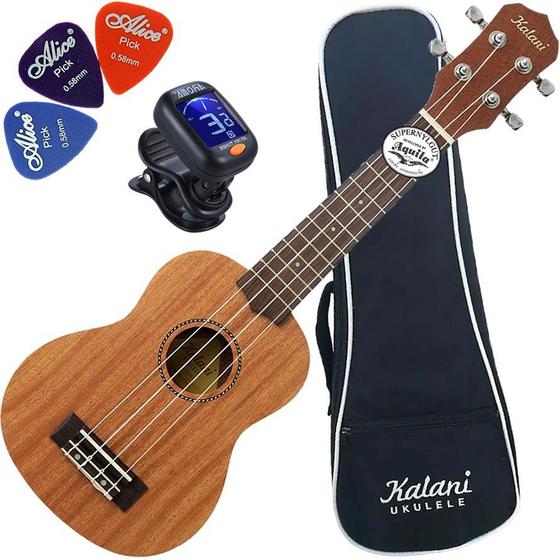 Imagem de Kit Ukulele Kalani Soprano Acústico  Kal300 Ss Koa + Bag