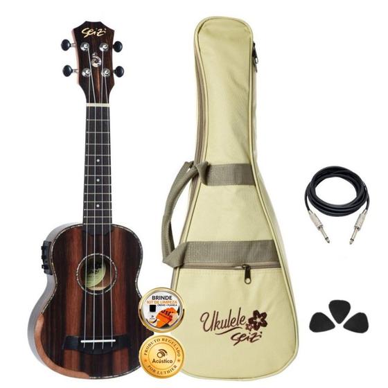 Imagem de Kit Ukulele Seizi Bora-Bora Plus Soprano Elétrico Completo