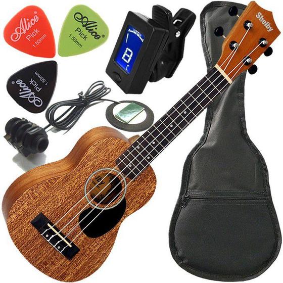 Kit Ukulele Shelby Concerto Eletrico Nylon Su23m C/ Escudo Ion