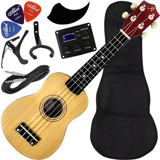 Imagem de Kit Ukulele Soprano Eletrico Ativo Andaluz Uk-S01 Eq Natural