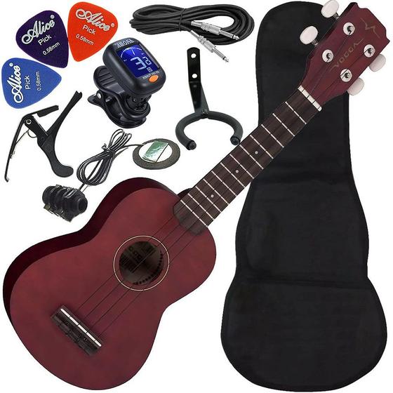 Kit Ukulele Soprano Elétrico Vogga VUK303 BC Brown Coffee Ux02
