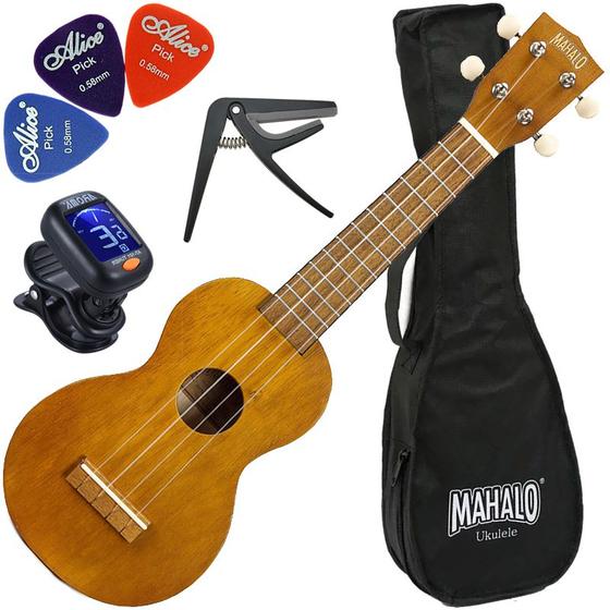 Imagem de Kit Ukulele Soprano Mahalo Marrom Mk1 TBR Aquila Com Capa