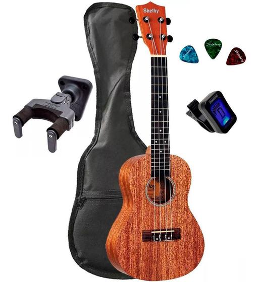 Imagem de Kit Ukulele Soprano Shelby Capa Afinador Suporte 