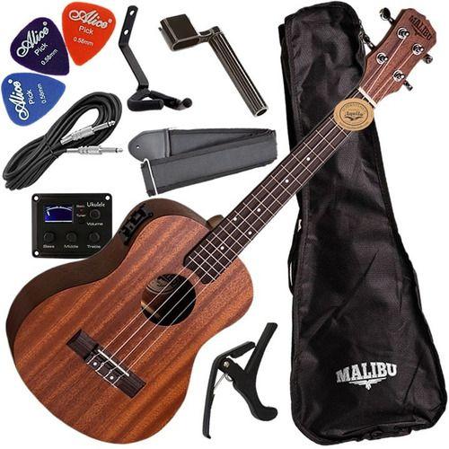 Kit Ukulele Tenor Eletrico Sapele Natural 26se Malibu + Bag Ukulele