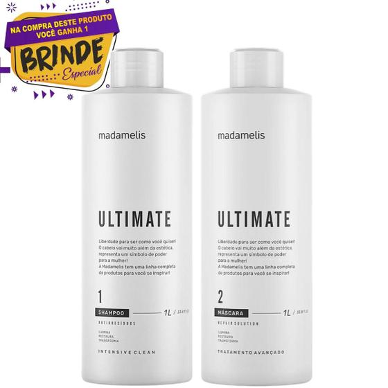 Imagem de Kit Ultimate Madamelis Shampoo + Máscara 1L