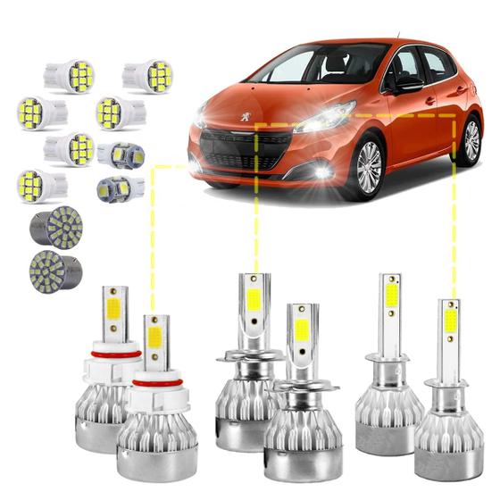 Imagem de Kit Ultra Led Completo Peugeot 208 2013 2014 15 16 20000Lm