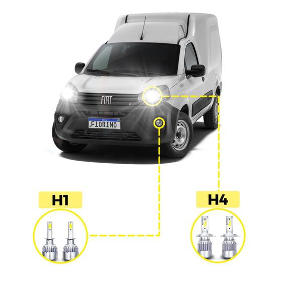 Imagem de Kit Ultra Led Fiat Fiorino 2014/21 20000 Lúmens 6500K H4 H1