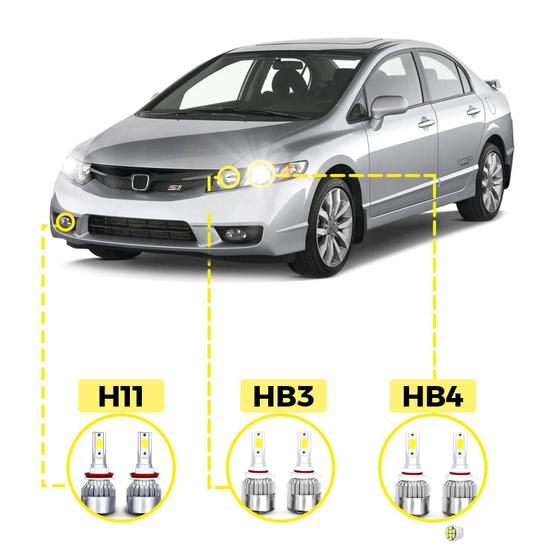 Imagem de Kit Ultra Led Honda Civic 2007/2011 20000 Lúmens 6500K