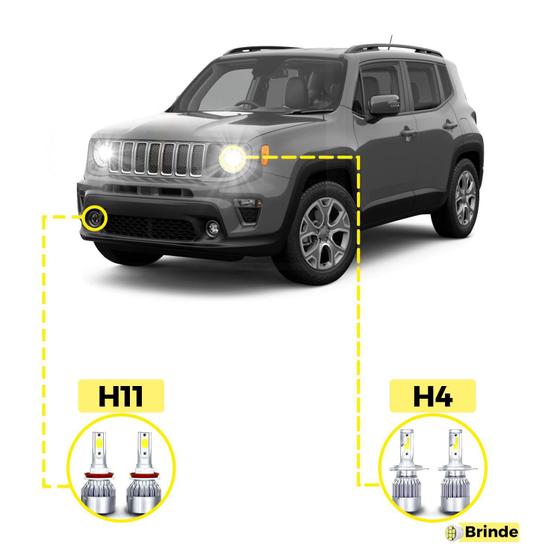 Imagem de Kit Ultra Led Jeep Renegade 2017/2021 20000 Lúmens 6500K