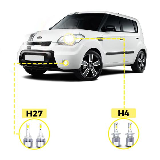 Imagem de Kit Ultra LED Kia Soul 2010/2014 20000 Lúmens 6500k H4 H27