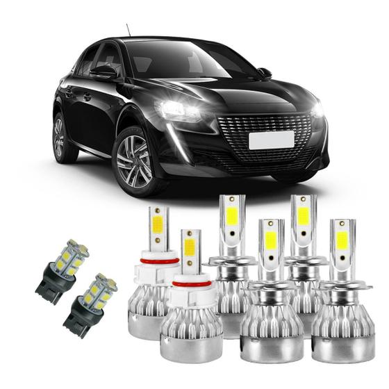 Imagem de Kit Ultra Led Peugeot 208 2020 20000 Lm 6500K Completo Drl