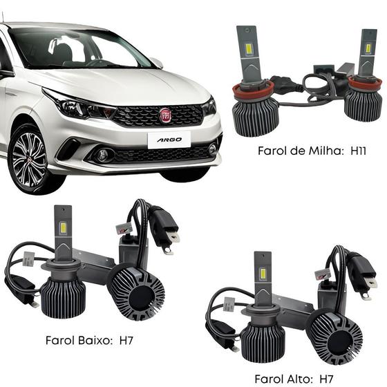 Imagem de Kit Ultraled Fiat Argo 2017 H7/H7/H11 100w 14000Lúmens 6000k