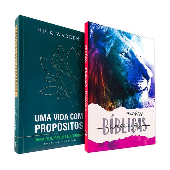 Imagem de Kit Uma Vida com Propósitos + Caderno de Anotações Bíblicas Leão Color