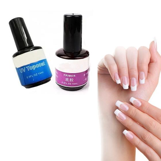 Imagem de Kit Unha Gel Base Primer Acido + Top Coat Unha Gel Acrigel Acrilico Fibra Vidro Profissional