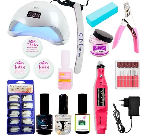 Imagem de Kit Unha Gel Completo Acrigel Alongamento Kit Unhas Gel Led