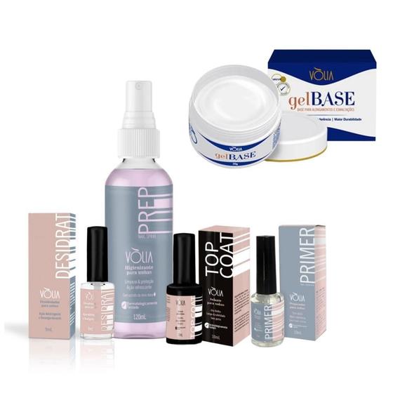 Imagem de Kit Unha Higienizante Primer Top Cot Desidrat Gel Base Volia