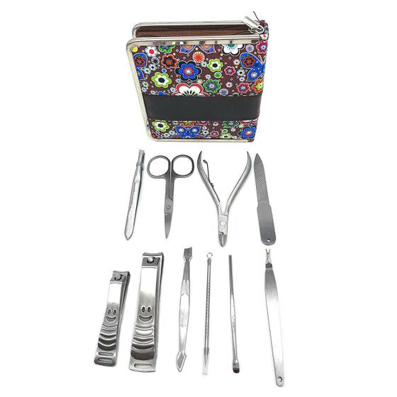 Imagem de Kit Unha Manicure Pedicure Alicate Cutículas Cortador 10 Pç