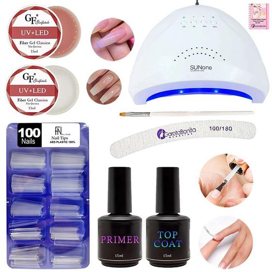 Imagem de Kit Unhas Acrigel Alongamento Extensão Pincel Cabine Sun One