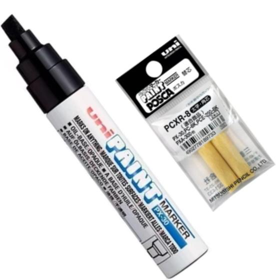 Imagem de Kit UniPaint Marker PX-30 Preta + Refil