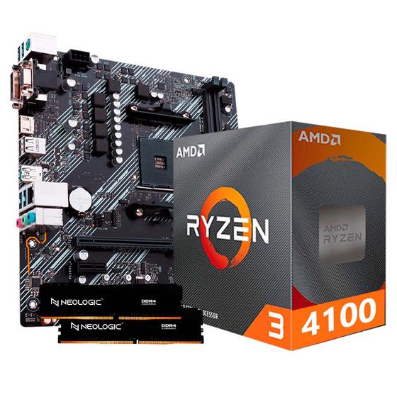 Kit upgrade amd ryzen 3 4100, placa mãe a320m, 16gb ddr4, neologic - nli84718 Menor preço em Kit upgrade amd ryzen 3 4100, placa mãe a320m, 16gb ddr4, neologic - nli84718