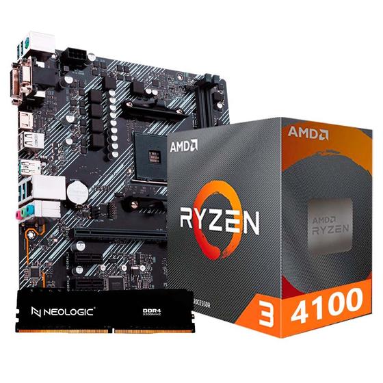 Imagem de Kit upgrade amd ryzen 3 4100, placa mãe a520m, 8gb ddr4, neologic - nli84717