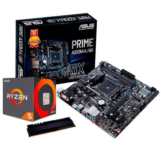Kit Upgrade AMD Ryzen 5 2600 + Asus Prime A320M-KBR +