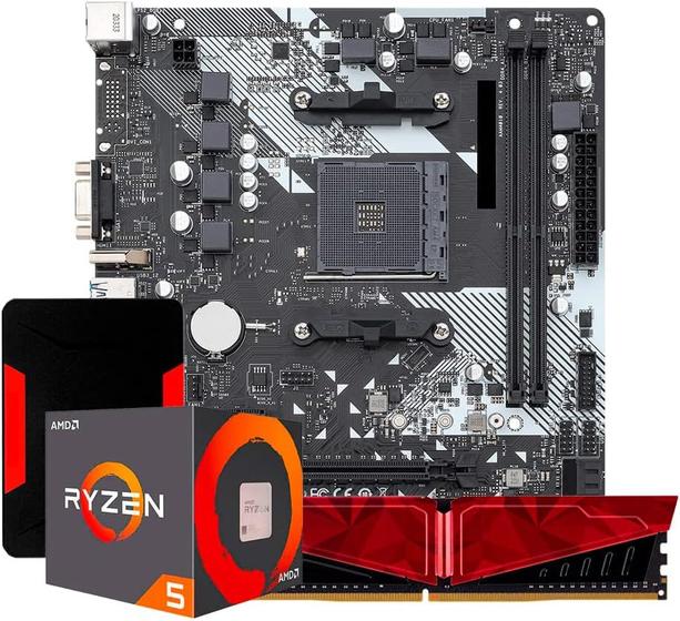Imagem de Kit Upgrade AMD Ryzen 5 4600G A320 Ram 8GB DDR4 SSD 120GB