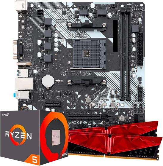 Imagem de Kit Upgrade AMD Ryzen 5 4600G Placa Mãe A320 Ram 16GB DDR4