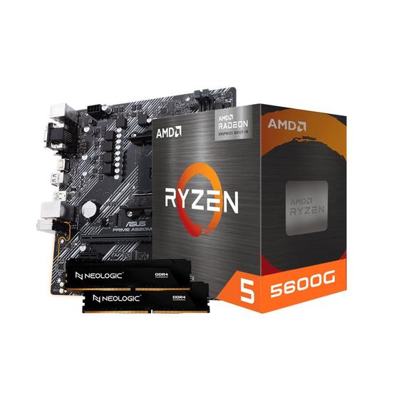 Imagem de Kit upgrade amd ryzen 5 5600g, placa mãe a520m-e prime asus, 16gb ddr4, neologic - nli84110