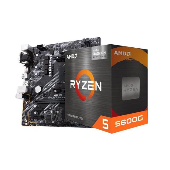 Kit Upgrade Amd Ryzen 5 5600G, Placa Mãe A520M-E Prime Asus, Menor preço em Kit Upgrade Amd Ryzen 5 5600G, Placa Mãe A520M-E Prime Asus,
