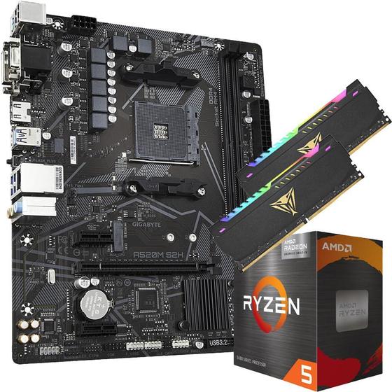 Imagem de Kit Upgrade Amd Ryzen 5 5600G, Placa Mãe Gigabyte A520M