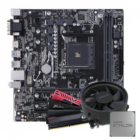 Imagem de Kit Upgrade Athlon 3000G + Placa Mãe A320 + Mem 8GB DDR4