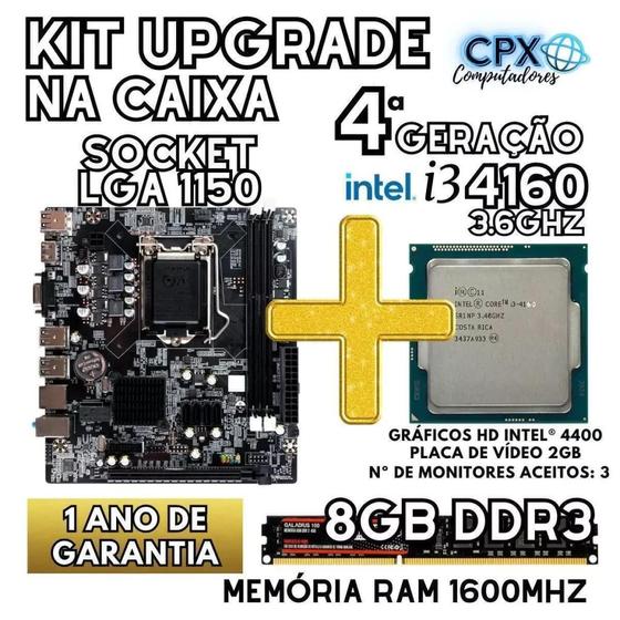 Imagem de Kit Upgrade Core i3 4160 3.5GHZ, 8GB 1600MHz.