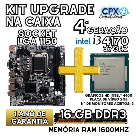 Imagem de Kit Upgrade Core i3 4170 3.5GHZ, 16GB 1600MHz.