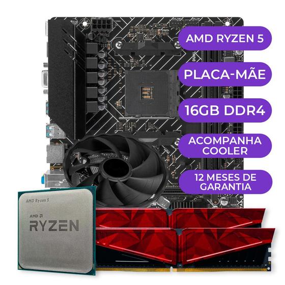 Imagem de Kit Upgrade Gamer, AMD Ryzen 5 3400G, Placa mãe A520M, Memória Ram 16GB DDR4 