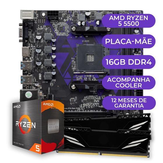 Imagem de Kit Upgrade Gamer AMD Ryzen 5 5500 + A520M + 16GB DDR4