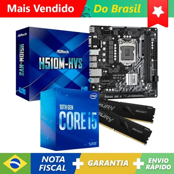 Imagem de Kit Upgrade Gamer Intel Core i5-10400F, H510M, 16GB DDR4