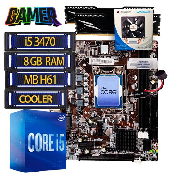 Imagem de Kit Upgrade Intel I5 3ªgeração+mb H61 +8 Gb Ddr3 Gamer + Cooler Gamer