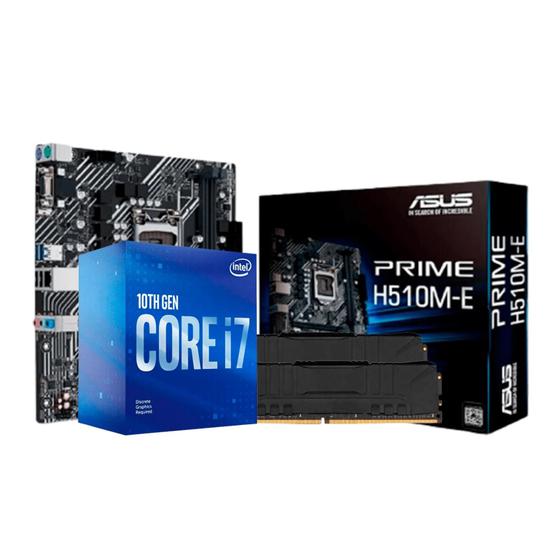 Kit Upgrade Intel i7 10700F / Placa Mãe Asus Prime H510M-E LGA 1200 DDR4 / Memória DDR4 2x8GB 2666Mhz Menor preço em Kit Upgrade Intel i7 10700F / Placa Mãe Asus Prime H510M-E LGA 1200 DDR4 / Memória DDR4 2x8GB 2666Mhz