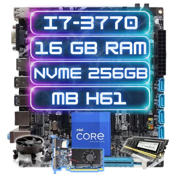 Imagem de Kit Upgrade Intel I7-3770+h61 16gb Ddr3 + Nvme 256gb 