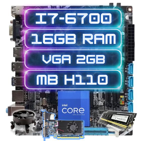 Imagem de Kit Upgrade Intel I7 6700 + Mb H110 + Ddr4 16gb + Gforce 2gb