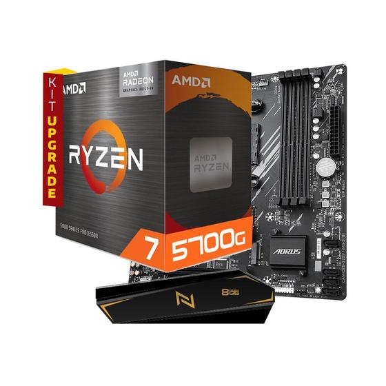 Imagem de Kit upgrade neologic nli83441 amd ryzen 7 5700g, placa mae gigabyte am4 b550m aorus elite, memoria neologic 8gb 3000mhz - nl8gb
