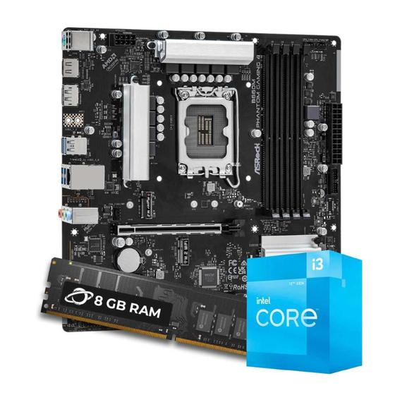 Imagem de Kit Upgrade Processador Intel Core i3 12100F + Placa Mãe Asrock B660M PG + Memória 8GB DDR4