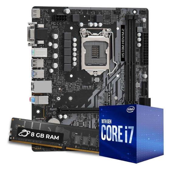 Imagem de Kit Upgrade Processador Intel Core i7 10700F + Placa Mãe Gigabyte H510  + Memória 8GB DDR4